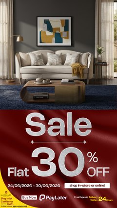 HomesRus 30% off variant: cream sofa with a wooden coffee table