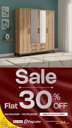 HomesRus 30% off variant: oak four-door mirrored wardrobe